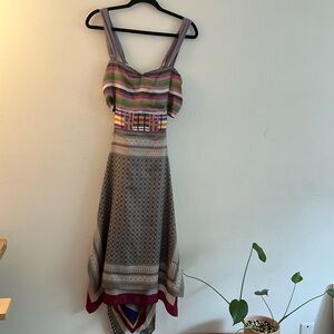 One of a kind Candice Held silk scarf cut out dress. Size 2. (Medium)
